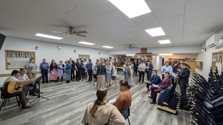 Group hymn sing at the Blues Mills Firehall