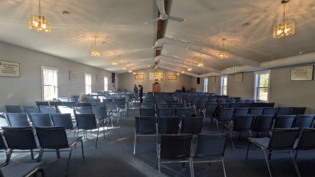 Inside the Blues Mills Gospel Hall meeting room