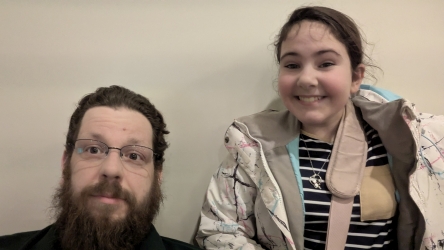 Photo with Miss Anna at the end of the Christmas meal