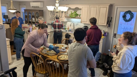 Another moment from the afternoon at the Elliots'