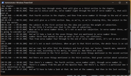 Screenshot of transcription software running