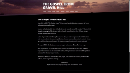 Screenshot of the Gospel From Gravel Hill homepage 