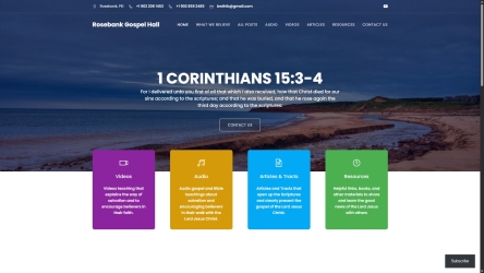 Before and after comparison of the Rosebank Gospel Hall website.