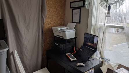 Office area showing progress toward being usable again.